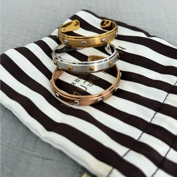 Henri Bendel Gold Rose Gold Silver Studded Bracelets - Picture 2 of 3